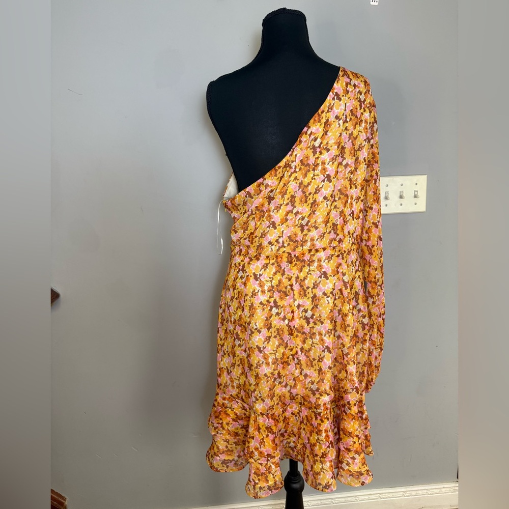 Lush Multicolor Floral one sleeve dress size XL - Picture 7 of 9